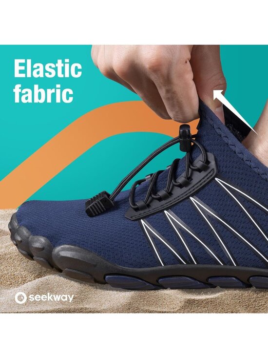 ?Men\'s Dark Blue Spandex Low Top Quick Dry Comfortable Lace up Shoes main image 4